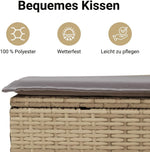 Sofá de jardín vidaXL de 2 plazas con cojines, sofá para jardín y terraza, sofá de terraza con funda extraíble y lavable, muebles de jardín y terraza, ratán sintético beige