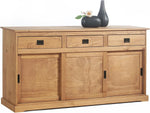 Aparador IDIMEX Savona con 3 puertas y 3 cajones, madera maciza, color roble, mueble buffet, vajillero, madera maciza