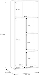 Forte NET106 Schrank 70 180, Mehrzweckschrank, Staubsaugerschrank, Abstellraum, Drehtürenschrank, 2-türig mit Einlegeböden, Beton-/Holzdekor Vintage Eiche, 68,7 cm breit x 181,1 cm hoch x 36,5 cm tief
