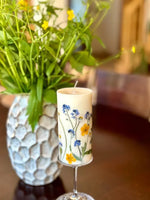 Vela de soja con estampado floral, vela aromática, 14 cm x 7 cm, 45–50 horas de duración