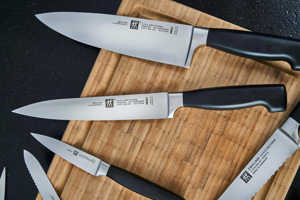 ZWILLING Vier Sterne Bloque de cuchillos autoafilable, hecho en Alemania | 7 piezas, acero especial inoxidable, marrón