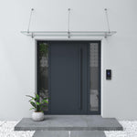 doporro Marquesina de cristal laminado de seguridad (VSG) con lámina SGP VDG02K, medidas: 90x250 cm, 3 barras de sujeción de acero inoxidable, marquesina transparente para puerta de entrada, protección contra la lluvia