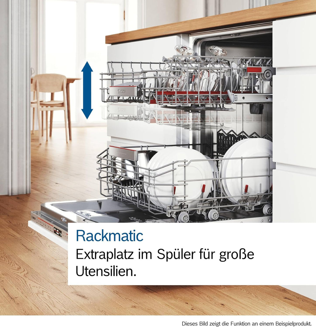 Bosch SPV2HMX42E, Serie 2, Lavavajillas inteligente totalmente integrable, 45 cm de ancho, tercera bandeja para cubiertos, secado extra con solo pulsar un botón, cesta superior ajustable en altura, motor silencioso y eficiente, con aquaStop