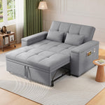 Sofá cama 3 en 1 Xbro, sofá de 2 plazas con función de cama, respaldo ajustable, tejido de lino con 2 cojines y bolsillos laterales, para salón, dormitorio u oficina, gris claro
