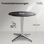 PHI VILLA Mesa de bistró 2 en 1 redonda, resistente a la intemperie, mesa de comedor pequeña multifuncional para taberna, jardín, balcón, cocina, Ø76x74,5 cm, negro