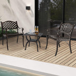 COSTWAY Juego de 2 sillas de jardín de aluminio fundido, sillas de terraza resistentes a la intemperie con reposabrazos, sillas de balcón para jardín, balcón, patio trasero