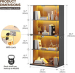 Vitrina Lvifur con iluminación LED y puertas de cristal para coleccionables, vino, 35×70×168 cm, vitrina de cristal de 4 niveles, mueble vitrina con sensores inteligentes para sala de estar y dormitorio, negro
