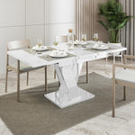 Malvi - Esstisch Ausziehbar auf 160 cm - 120x80x75 cm - Modern - Dinner Table - Esszimmertisch - Tisch für Esszimmer, Wohnzimmer - Ausziehtisch - Weiß Hochglanz