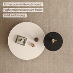 Couchtisch 2er Set Rund, wohnzimmer tisch für couch mit 2 Schubladen aus Massivholz, verdickte 12 mm Steinplatte, Nested Beistelltisch mit Schublade für Schlafzimmer, Home Office(Black+black,70cm)