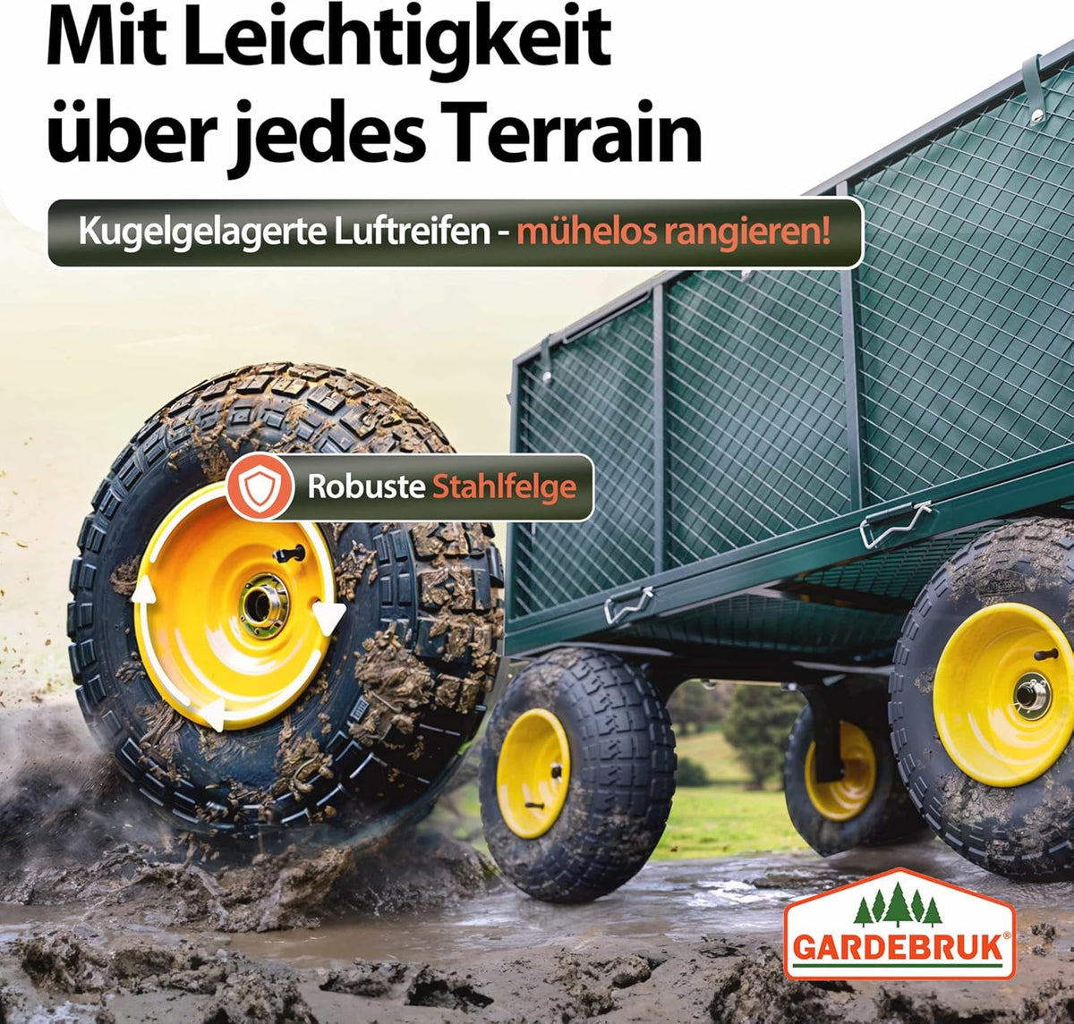 GARDEBRUK® Bollerwagen 550kg Belastbar Klappbar Stabil Herausnehmbare Plane Gerätewagen Handwagen Garten Gartenkarre Gartenwagen Transportwagen Karre