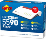 FRITZ!Box 5590 Fiber | Router para conexión de fibra óptica (Wi-Fi 6, hasta 2400 Mbps (5 GHz) y 1200 Mbps (2,4 GHz), WLAN Mesh, base DECT, puerto LAN de 2,5 gigabits, apto para Alemania)