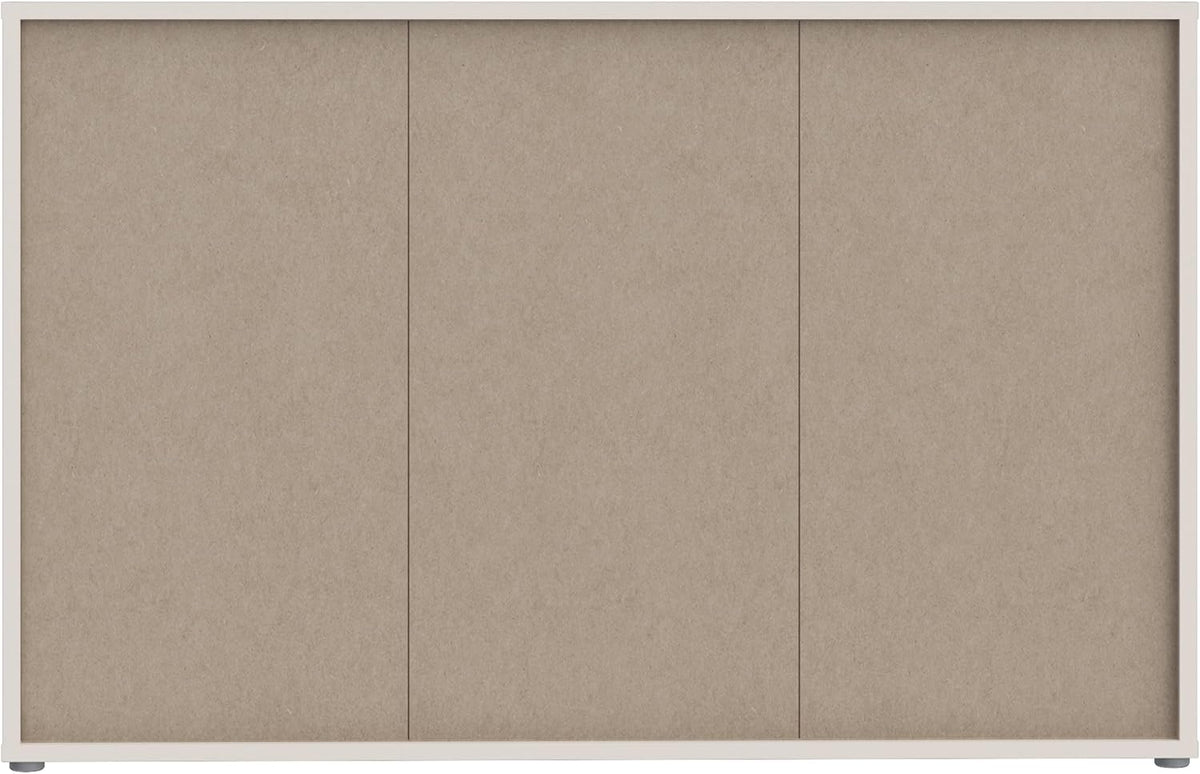 Cómoda Forte Alice Springs 150 155, aparador grande con 3 puertas de armario, pasillo, salón, dormitorio, madera de ingeniería, beige cachemira, 154,2 cm de ancho x 99,1 cm de alto x 34,9 cm de profundidad