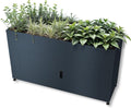 Cama elevada Metzler para jardín con espacio de almacenamiento – Acero con recubrimiento en polvo en color antracita RAL 7016 | Cama de cultivo metálica resistente a la intemperie, huerto, jardinera elevada | 160 x 85 x 50 cm
