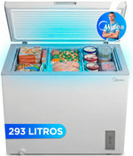 Congelador Arcón MIDEA de 293L | Congelador Horizontal Convertible a Frigorífico con Motor Inverter, Control Electrónico de Temperatura, Cestas con Asa | Arcón Silencioso 41 dB de Bajo Consumo