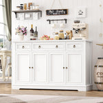 FirFurd Sideboard Küchenschrank mit Arbeitsplatte Buffetschrank Sideboard für Küche Wohnzimmer Wohnzimmerschrank mit 3 Schubladen und 4Türen Küchenbuffet mit Verstellbares Regal 134x87x40 cm weiß