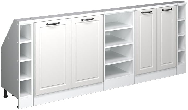 Vicco Dachschrägenschrank-Set Rion, Weiß Landhaus/Weiß, 5er Set, geeignet für die platzsparende Aufbewahrung unter Dachschrägen
