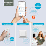 Ventilador de techo inteligente Varin® con luz, Wi-Fi Tuya, Ø 50 cm, lámpara de techo con ventilador, ventilador con luz de techo con 4 casquillos E27 (sin bombillas), mando a distancia, bambú blanco