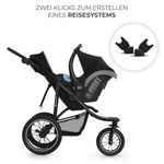 Cochecito Kinderkraft HELSI 2 hasta 27 kg, cochecito desde el nacimiento, cochecito deportivo con grandes ruedas neumáticas, función de reclinado, manillar ajustable, plegable, cesta inferior, negro