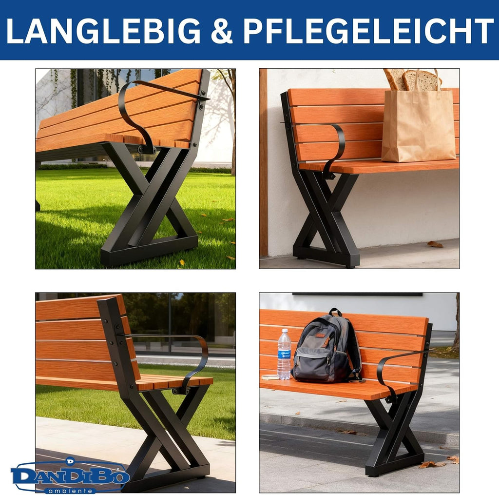 DanDiBo Juego de 2 estructuras para banco con respaldo de metal negro, patas para banco de bricolaje, bases para banco, soportes para banco 96670, estructura de asiento para banco de jardín, resistente y estable