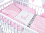 Set completo de cuna Baby Delux, cama casita de 60x120 cm, color blanco, con cajón, barrera anticaídas, colchón, ropa de cama y set de decoración (Prince Stars)