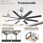 Ventilador de techo Sofucor de 132 cm con luz, ventilador de techo silencioso con luz y control remoto, CC, 8 aspas, 3 temperaturas de color, temporizador, 6 velocidades, modo verano e invierno para salón