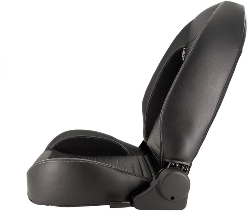 Asiento tipo baquet AutoStyle 'Classic II' - Piel sintética negra + ante + costuras grises - Respaldo ajustable a la izquierda - incl. guías