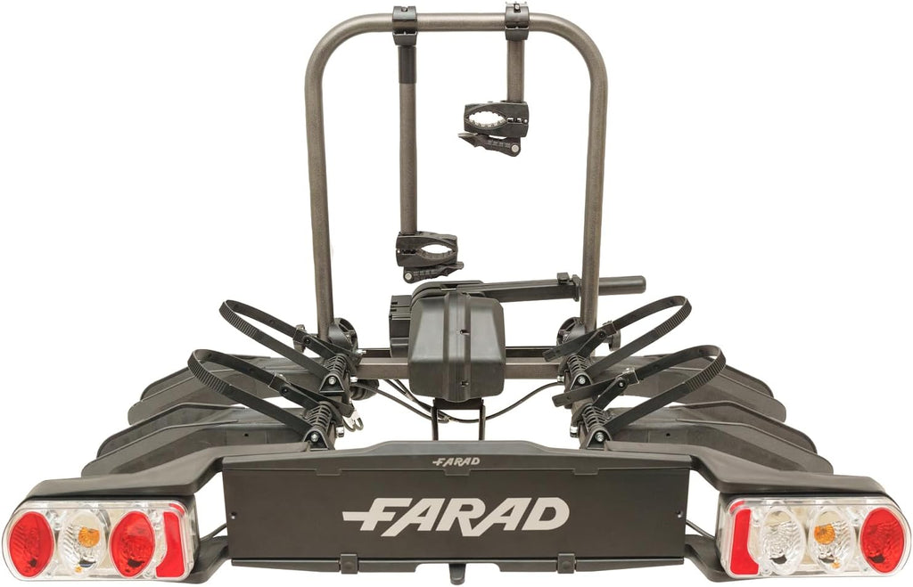Portabicicletas Farad Susa para bola de remolque, apto para bicicletas, E-Bikes y Fat-Bikes (2 bicicletas), Negro