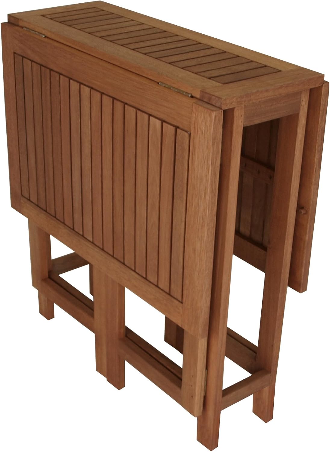 Mesa plegable doble para balcón, 107x65x74 cm, rectangular, madera de eucalipto aceitada, marrón, con certificación FSC®