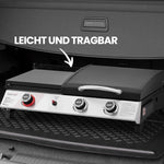 Royal Gourmet 3 Brenner Gasgrill, 3 in 1 Tischgrill mit Grillen, Braten, Kochen, Campinggrill mit Klappbare Seitenablage, Tragbarer Picknickgrill mit 8,5 kW Schwarz
