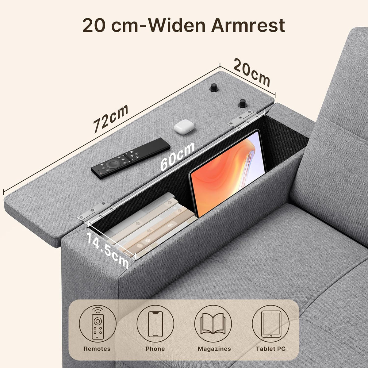 Sofá cama 3 en 1 Xbro, sofá de 2 plazas con función de cama, respaldo ajustable, tejido de lino con 2 cojines y bolsillos laterales, para salón, dormitorio u oficina, gris claro