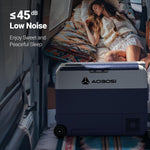 AAOBOSI Nevera portátil con compresor de 60 L, nevera para coche con control por APP, frigorífico de camping de 12/24 V y 100-240 V con puerto USB, -20 °C a 20 °C para coche, camión, barco, autocaravana, camping y viajes