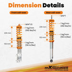 maXpeedingrods 4 Lotes de Coilovers Amortiguadores Roscados para VW Corrado Golf MK2 MK3 Jetta II? Kit de Resortes de Suspensión Amortiguadores de Altura Ajustable - Dorado