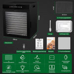 Deshidratador de alimentos Kwasyo de acero inoxidable, 12 bandejas, totalmente negro, control de temperatura de 30-90℃, temporizador de 24 horas, recetario para carne, frutas, verduras y hierbas, 900W, LT-09
