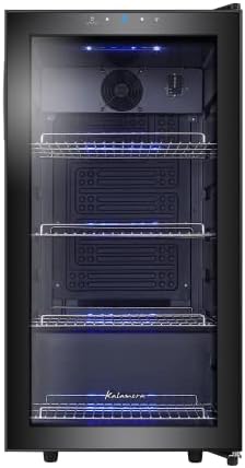 Refrigerador de bebidas Kalamera, nevera para cerveza con panel de control táctil, zona de refrigeración de 3-18 °C, refrigerador de botellas de 86 litros, iluminación interior LED azul, 41 dB, KRC-86GE