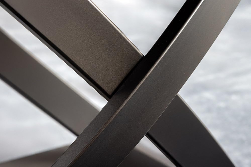 Mesa de comedor extensible Riess Ambiente Inception - 130–190 cm - blanca - ovalada, cerámica con efecto mármol blanco, estructura de metal negro