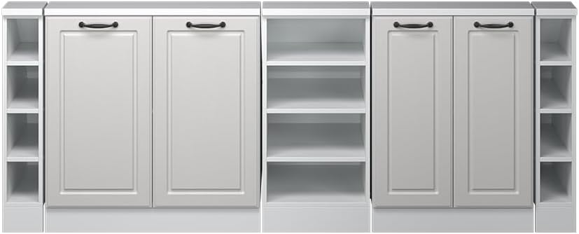 Vicco Dachschrägenschrank-Set Rion, Weiß Landhaus/Weiß, 5er Set, geeignet für die platzsparende Aufbewahrung unter Dachschrägen