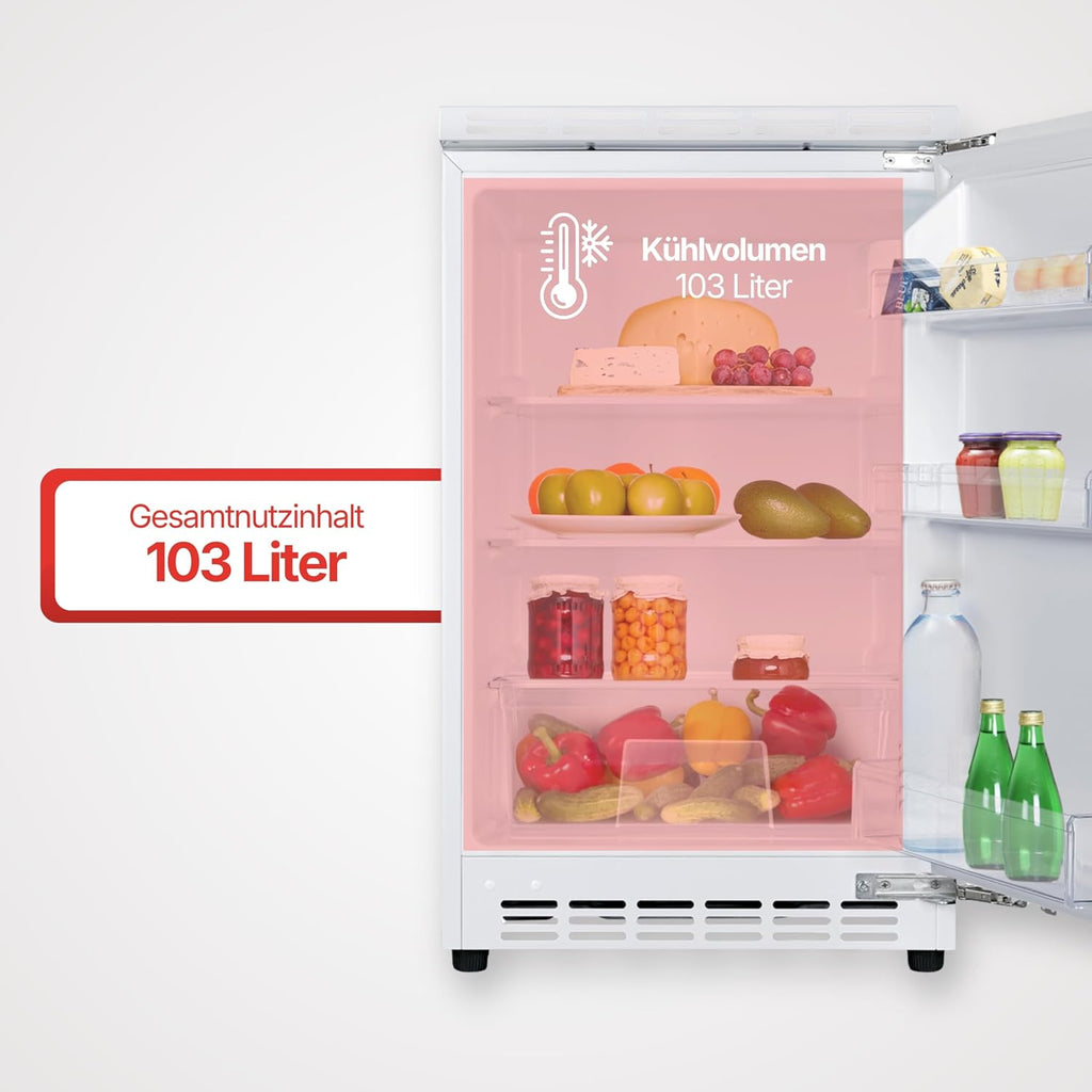 Frigorífico integrable bajo encimera Amica, capacidad total, integrable (panelable) para nicho de 81,5 cm, control electrónico, compresor Inverter, iluminación LED, alarma de puerta abierta