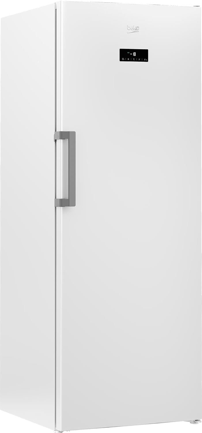 Beko RFNE448E55W Gefrierschrank, 404 l Nettovolumen, No Frost, Schnellgefrierfunktion, Multifunktionsdisplay, 6 Gefrierschubladen + 2 Fächer, 36 dB (A), in unbeheizten Räumen nutzbar, Weiß