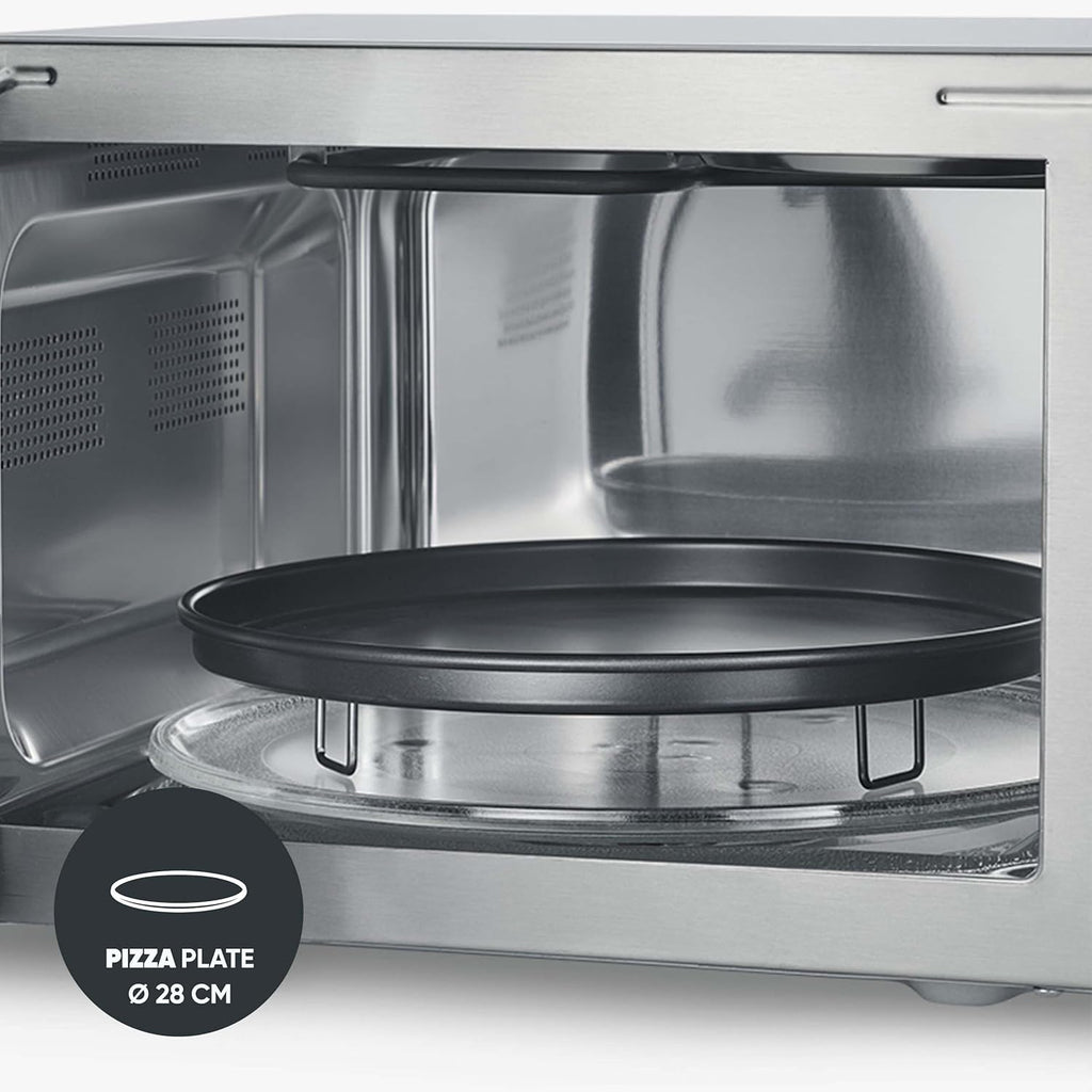 Microondas SEVERIN con función de grill y convección 3 en 1, para descongelar, cocinar y calentar, microondas con plato giratorio, acero inoxidable cepillado/plateado, MW 7774