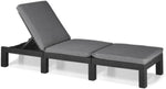 Tumbona Daytona Deluxe de Allibert by Keter para jardín, terraza y balcón con respaldo ajustable, gris, incluye cojín, tumbona de jardín de plástico, aspecto de ratán plano, 195x65x25,5 cm