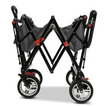 Carrito de mano plegable y compacto Fuxtec FX-CT700 gris, con frenos, asiento acolchado, mango ajustable en altura, para excursiones