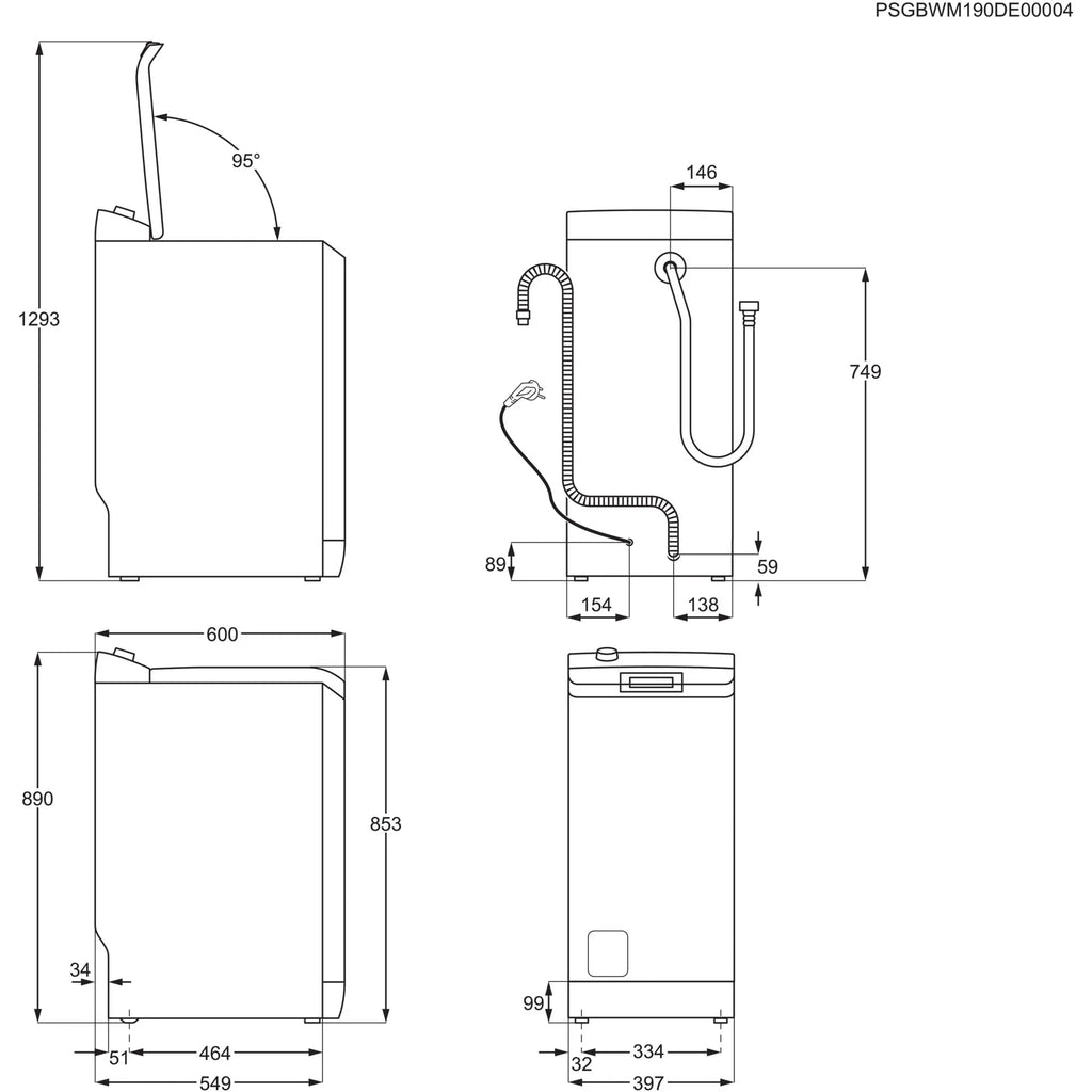 AEG Toplader Waschmaschine Serie 7000 ProSteam 7 kg 1300 U/min Energieklasse A Leise Wasserstopp LTR7A71370