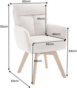 Silla giratoria Riess Ambiente Big George - Champán - Felpilla con reposabrazos madera de haya natural silla de comedor diseño retro