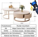 Runder Couchtisch Weiß Couchtisch Rund 2er Set Wohnzimmertisch Nesting Kaffeetisch Für Wohnzimmer, Balkon Und Büro - 70cm+50cm