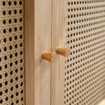 Soweiz Armario con barra, armario de 2 puertas, dormitorio, red de ratán, sala de estar, con solapa inferior, tablero de partículas + ratán de polietileno, natural