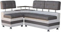 Banco esquinero Rodnik color latte, comedor, banco de asiento gris, moderno, piel sintética con repisa y espacio de almacenamiento