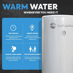 TECHGLOBE - Acumulador de agua caliente sanitaria con 2 intercambiadores de calor (1,8 + 3,1 m²) - Fabricado íntegramente en acero inoxidable - Depósito de agua caliente energéticamente eficiente - con aislamiento de 50 mm (300 L)