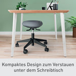 Taburete ajustable en altura Leitz Ergo Active (47–60 cm) con ruedas, taburete de oficina con cojín de asiento, taburete giratorio ergonómico para el hogar, la oficina, el ocio y las aficiones, serie Ergo, negro, 65770095