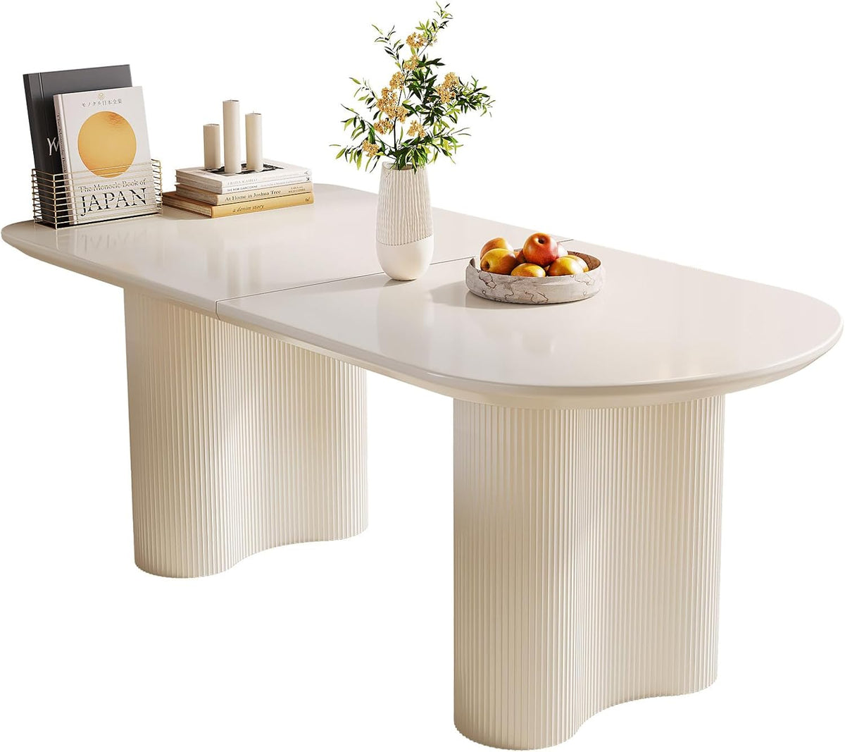 Mesa de comedor blanca con patas de columna, mesa minimalista moderna para 4-6 personas, ideal para comedor, cocina y espacios pequeños, diseño que ahorra espacio, elegante y duradera, solo mesa de comedor. (160 cm)