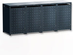 Cubo para basura Metzler para 4 contenedores de 240L, color antracita con patrón cuadrado, revestimiento metálico para 4 cubos con cierre, cuatro contenedores con recubrimiento en polvo y resistentes a la intemperie con tapa automática | Geo